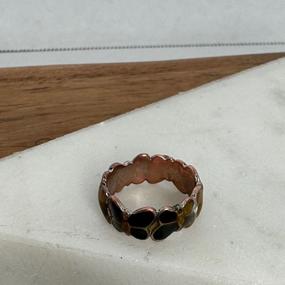 Vintage Estate Enamel Butterfly and Copper(?) Ring Sz 6 Lot D49 - Picture 4 of 10